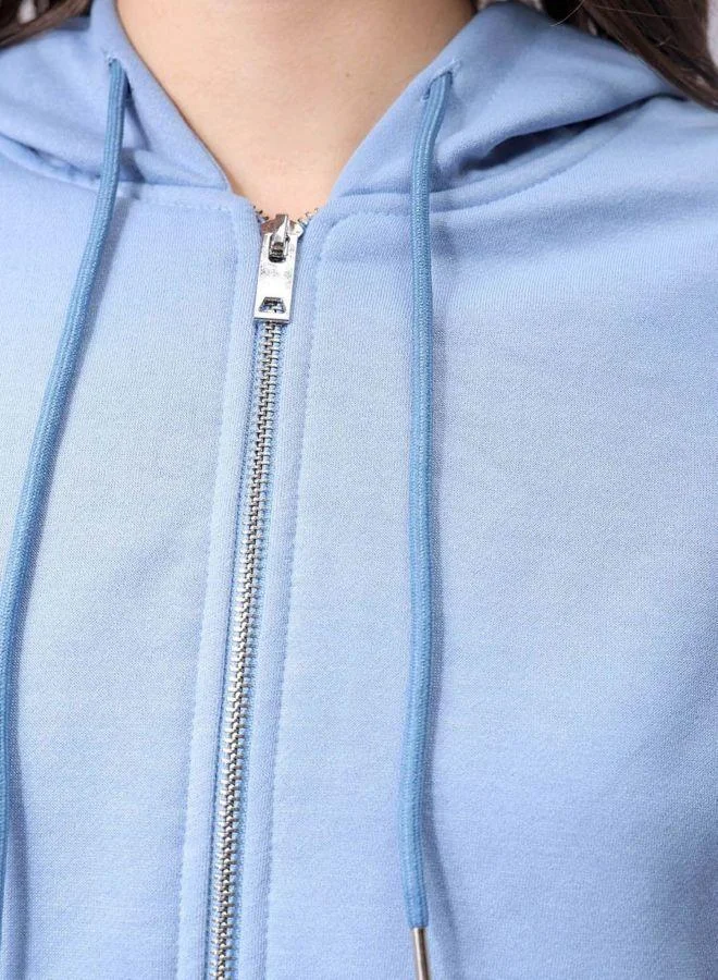 مرفوعة Women Relaxed Fit Solid Hooded Full Sleeves Front Open Sweatshirt